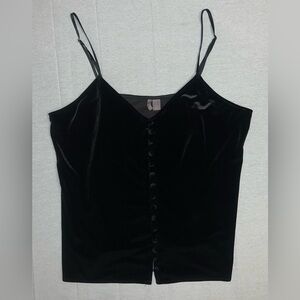 Punk 90’s Black Velvet Button Up Camisole Top